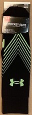 NWT Under Armour UA Hockey Elite Over-The-Calf Black Green Socks Adult Size M