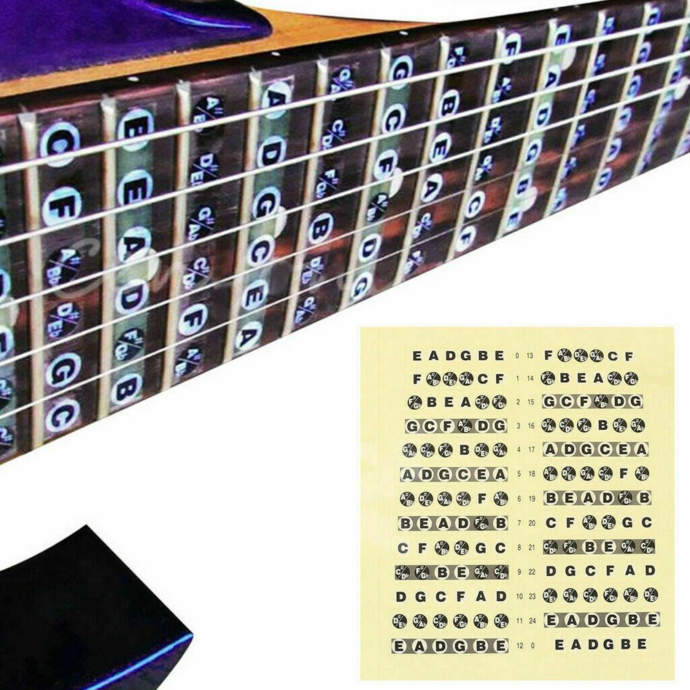 Beginner Guitar Neck Fretboard Note Map Fret Stickers