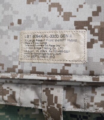 New LBT-6094K XLarge AOR1 Front MOLLE Plate Carrier - No Armor