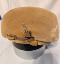 1940s Ladies Vintage Hat Tan Pillbox w Bow