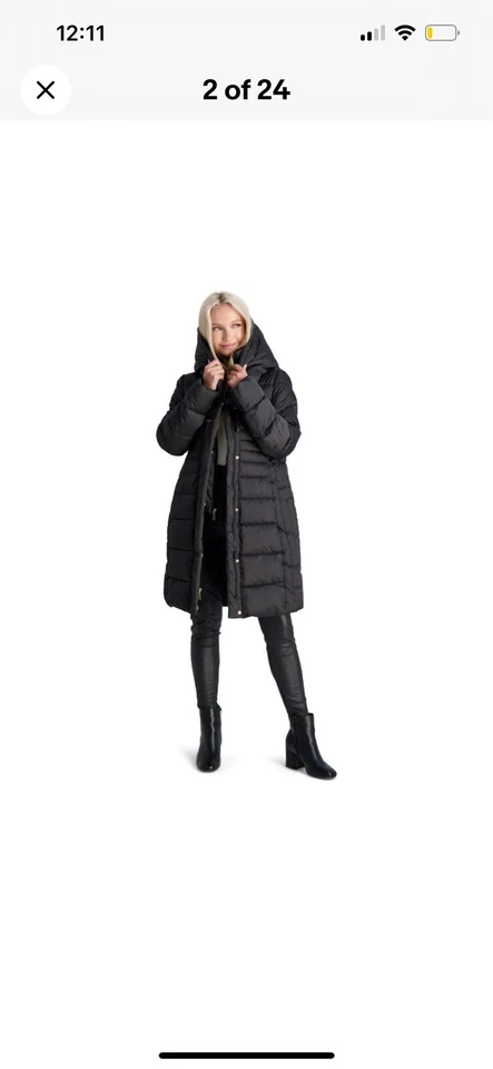 Tahari Casey Quilted Puffer Coat With Inner Lining And Hood. - Image 3 of 4