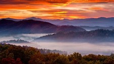Landscape nature mountains trees mist clouds smoky Custom Gaming Mat Desk