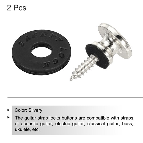 Gitarrengurtverschluss Bassgurtknopf Schnallen (Chrom-Packung mit 2) - Bild 3 von 7