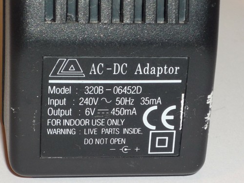 ORIGINAL LA ADAPTER NETZTEIL ADAPTER 6V 450mA 320B-06452D - Bild 3 von 3
