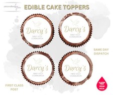 EDIBLE Cupcake Toppers First Holy Communion Printed ICING - RICE WAFER 2" PRECUT
