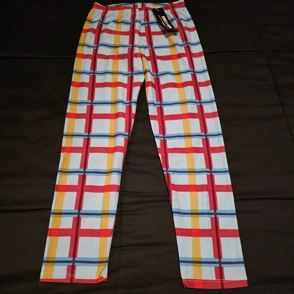 NUEVO CON ETIQUETAS Leggings Capri Agnes & Dora Floral Estampado a Cuadros Rosa y Azul x2 Talla XS Foto 2 de 4