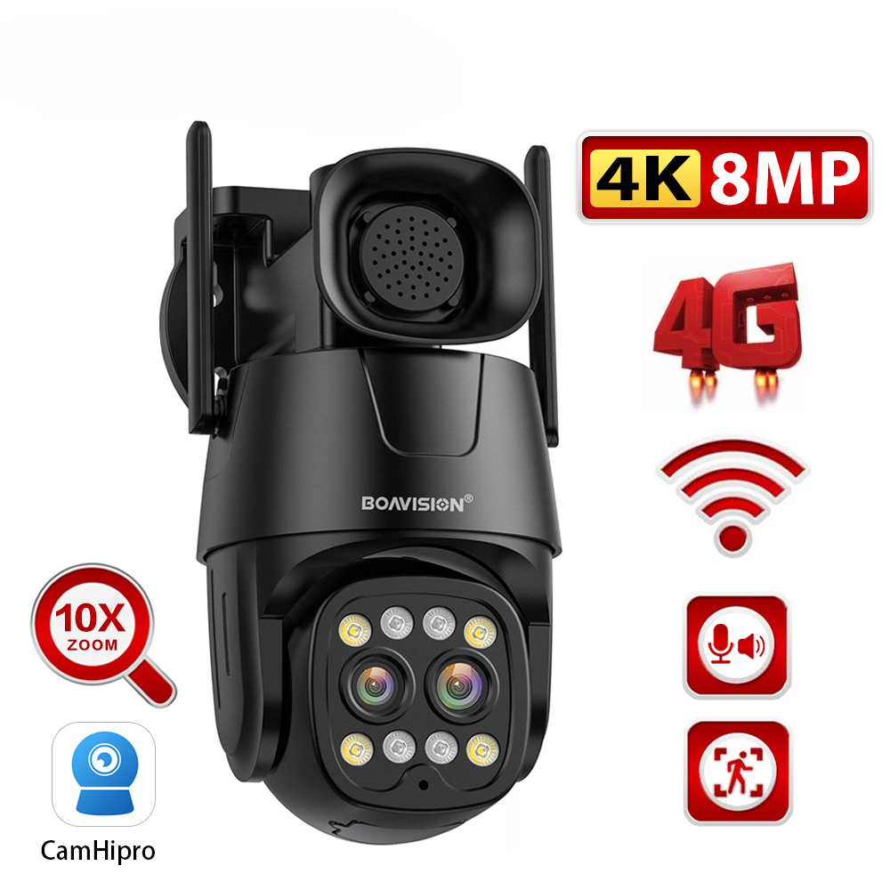 Dual Lens 10X Zoom Outdoor AI Human Tracking Color Night Vision Security Camera
