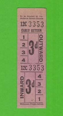 Leicester City Transport - Early Return 3d Ticket - Williamson Punch: c1950s/60s