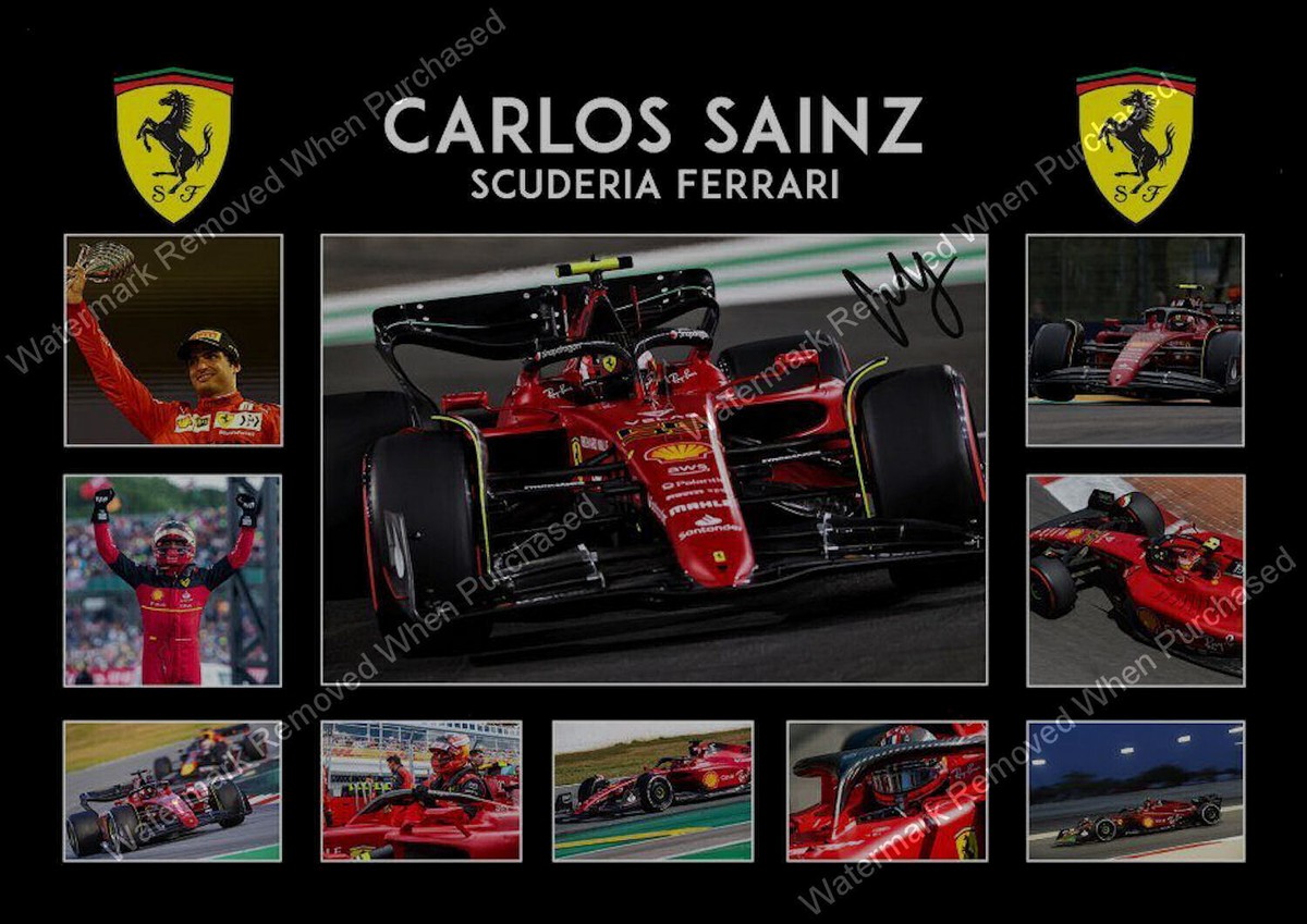 F1 CARLOS SAINZ A4 PHOTO PRINTS SCUDERIA FERRARI F1 RACING MEMORABILIA