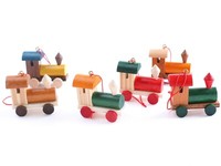 6 Brubaker Lokomotiven Holz AnhäNger Lok Christbaumschmuck Eisenbahn Handbemalt