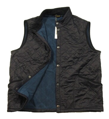 NWOT Barbour Men's Navy Perble Quilted Gilet Snap Button Vest | eBay