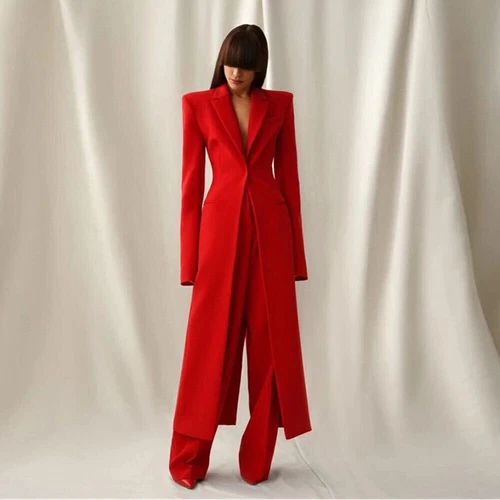 Fashion Women's Suit Long Jacket 2 Pieces Formal Wedding Party Ladies Work Wear - Picture 28 of 32