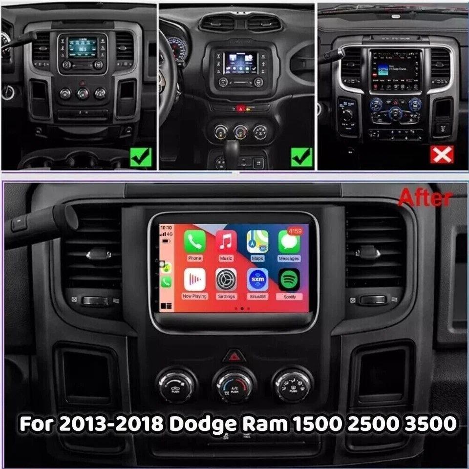 7"Car Stereo Radio Auto Android Carplay 2+32G For 13-18 Dodge Ram 1500 2500 3500 - Image 4 of 4