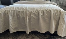 LOVELY QUEEN GATHERED FARMHOUSE COTTON BED SKIRT OFF WHITE 13  DROP