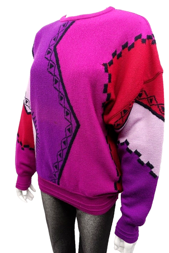 1990s GIANNI VERSACE color block wool sweater size 50 IV - Picture 2 of 8