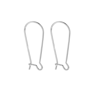 925 Sterling Silver Kidney Earwire Hook Drop Earring Findings 2pcs