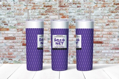 Aqua Net Purple Hairspray Design Custom Skinny Tumbler 20oz