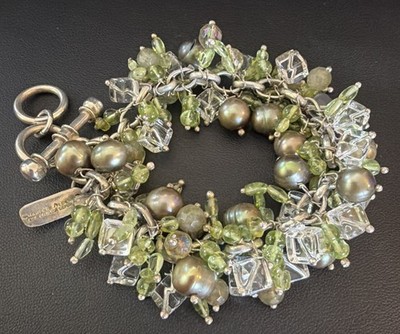 VTG Sterling Silver Charles Albert Cha Cha Peridot Bracelet 7.5-9  74g