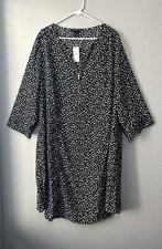 NEW Lane Bryant Black White Polka dot Shift Knee Dress Sz 28 Boxy Minimalist 4X