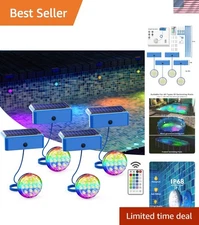 Dynamic 4-Pack Solar Lights for Pool & Garden - 16 Color LED with Remote Access