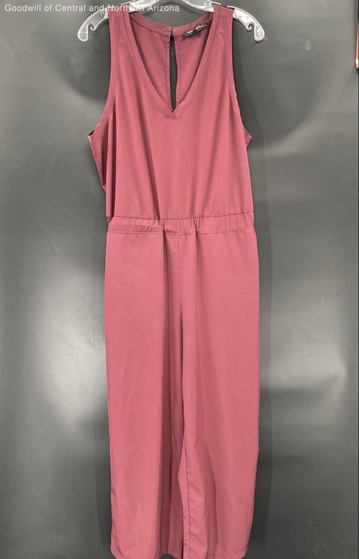 BANANA REPUBLIC, WOMEN'S BURGUNDY JUMPSUIT,SIZE LARGE,POLYESTER BLEND