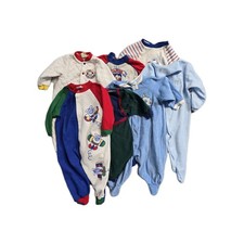 Vintage Carter's Boy's Pajama One Piece 6-9 Months Blue Lot Of 7