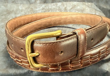 Men's Handcrafted Brown Leather Belt, 1 1/8" wide. Size 54/56.