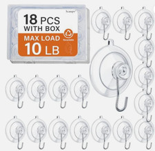 18 Pack Suction Cups Hooks 10LB Heavy Duty Clear Hooks for Glass Window Reusable