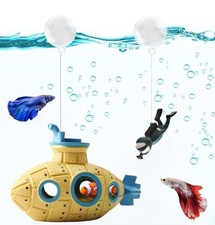 Floating Retro Submarine, Fish Tank Decoration for Aquarium, Yellow