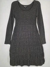 New - AB STUDIO - Sweater Dress Women's Sz:M Gray Pullover KneeLength Stretch