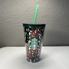 STARBUCKS 16oz Holiday 2019 Confetti Christmas Travel Cold Cup NWT