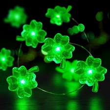 St Patricks Day Decorations 3D13Ft 50LED Shamrock String Light, St Green