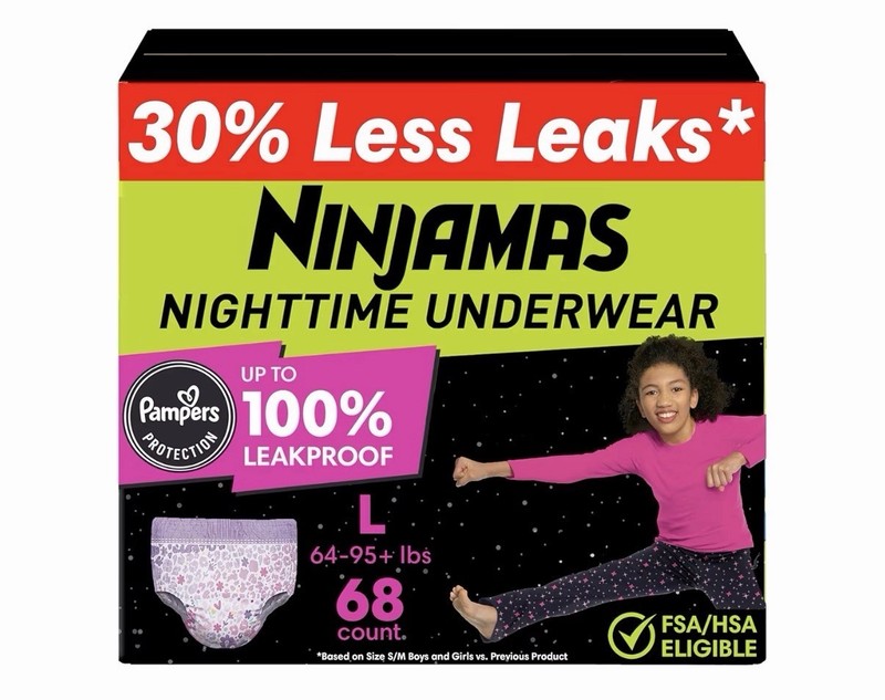 Ninjamas Nighttime Underwear Size L 68 Count Unisex Multicolor