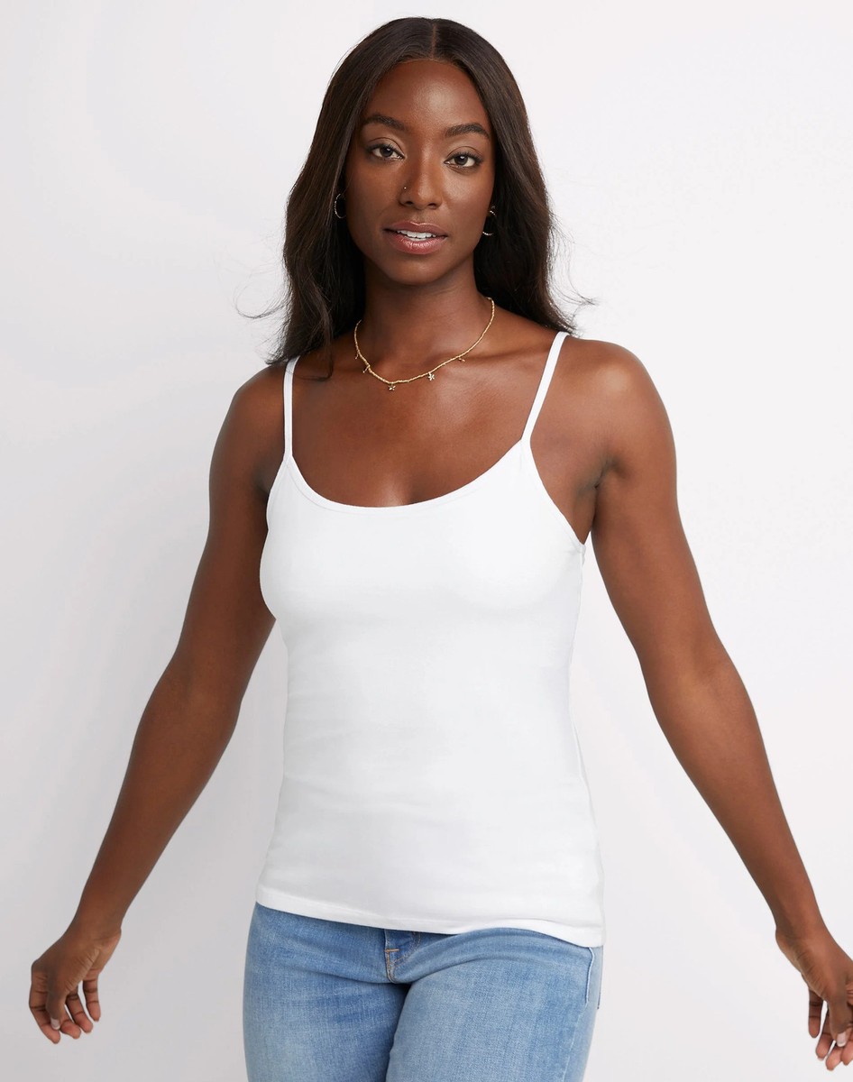 Hanes Women's camisole top Stretch Cotton Cami Built In Shelf Bra