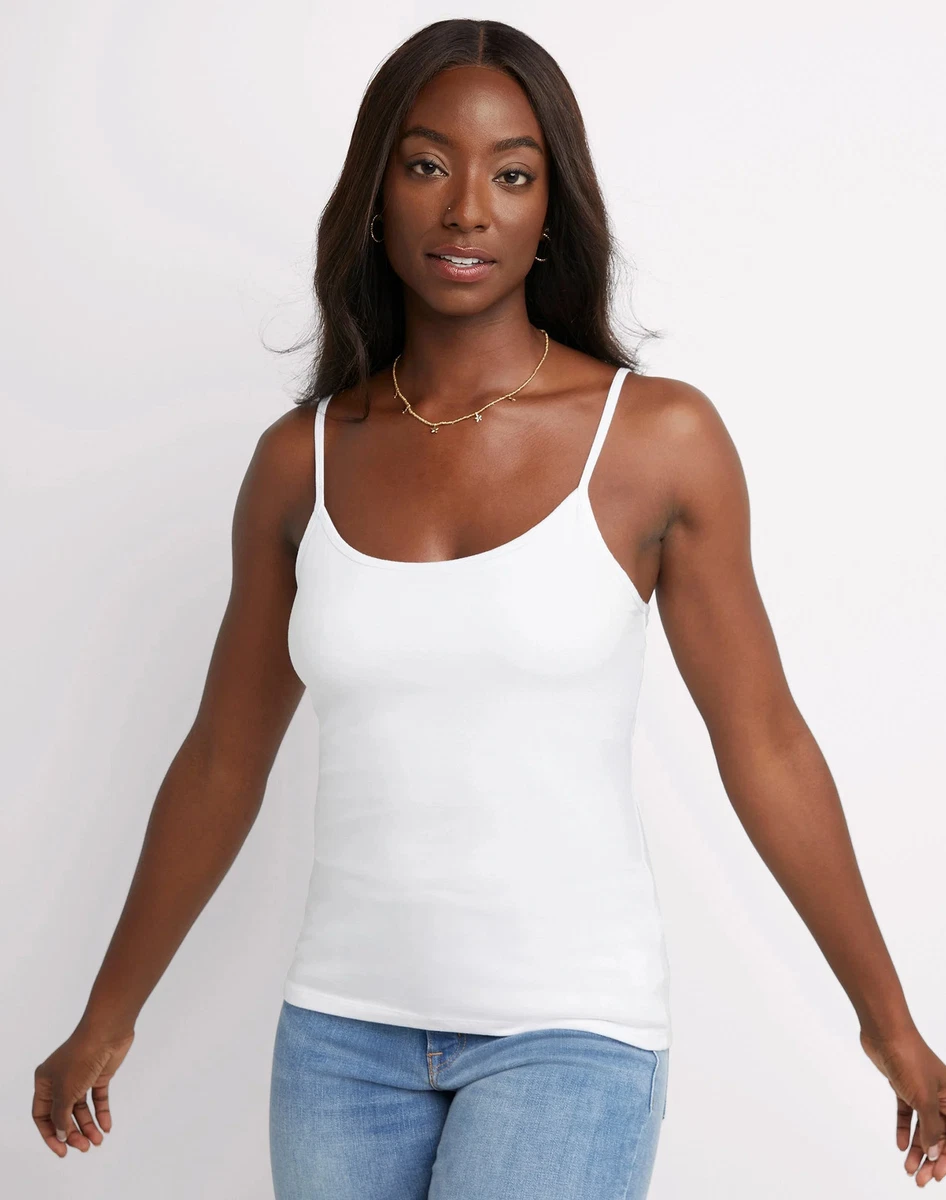 Hanes Women's camisole top Stretch Cotton Cami Built In Shelf Bra