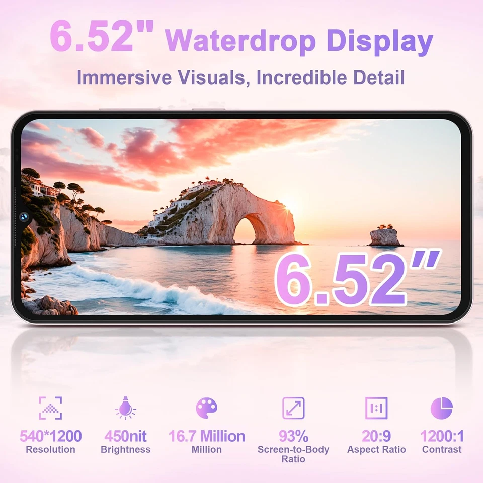 C3 Smartphone, 16GB+64GB/ 1TB Telefono Cellulare, 6.52" HD+ Cellulari E Smartpho - Immagine 3 di 4