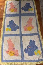 Vintage Pastel Bears Bunnies Animals Baby Comforter Crib Blanket Ruffle Y2K 90s