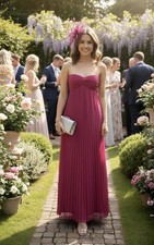 Maxi Dress Ladies Dress Pink Coast Trudy Pleated Sweetheart, Size: 10 UK