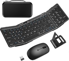Foldable Keyboard and Mouse, Folding Keyboard Mouse Combo with Portable Case,...