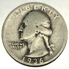 1936 D Washington Quarter Fine Low Mintage 5.3M Key Date 90% Silver Coin- 2376
