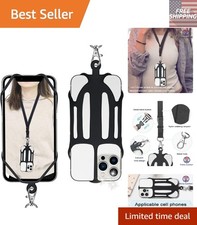 Lightweight Black Phone Lanyard - 5.5 to 7.1 Inch Universal Smartphone Holder
