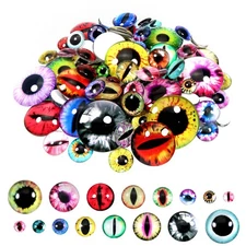 160 Pcs Glass Eye Round Cabochon Eyes Assorted Sizes Dragon Eyes for DIY Jewelry