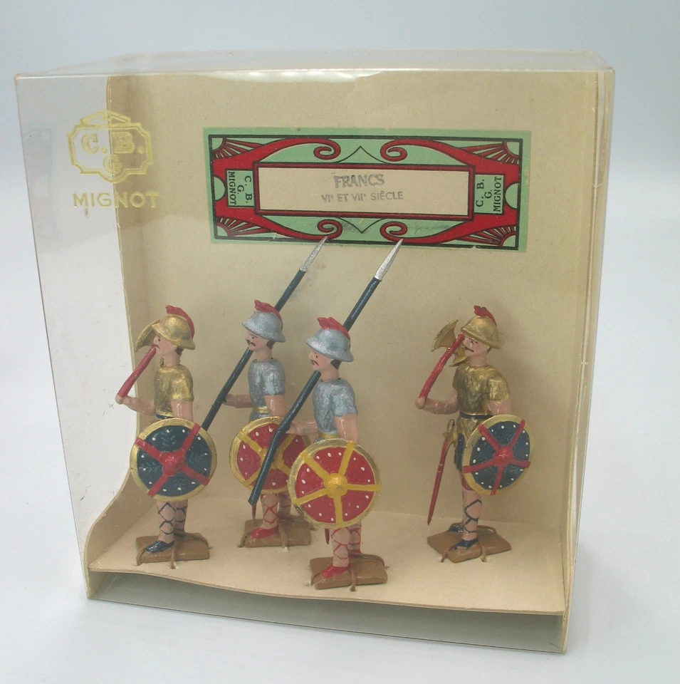 CBG Mignot Francs Frankish Foot Soldiers 1950 NOS NRFB Fabricado na França 1:32 g - Imagem 3 de 4