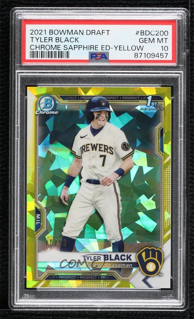 2021 Bowman Chrome Draft Sapphire Edition Yellow 10/99 Tyler Black PSA 10 0b7v