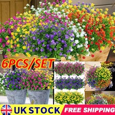 6 Bundles Artificial Flowers Fake Plant Wedding Garden Indoor Outdoor Home Decor