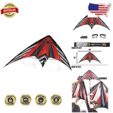 Pro Dual Line Stunt Kite - Stripe Red, Fiberglass Airframe, Competition Ready