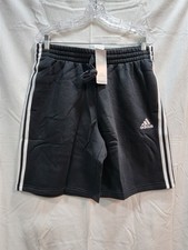 Adidas Essentials Fleece 3-Stripe Sweat Shorts Black Men's Large Activewear New