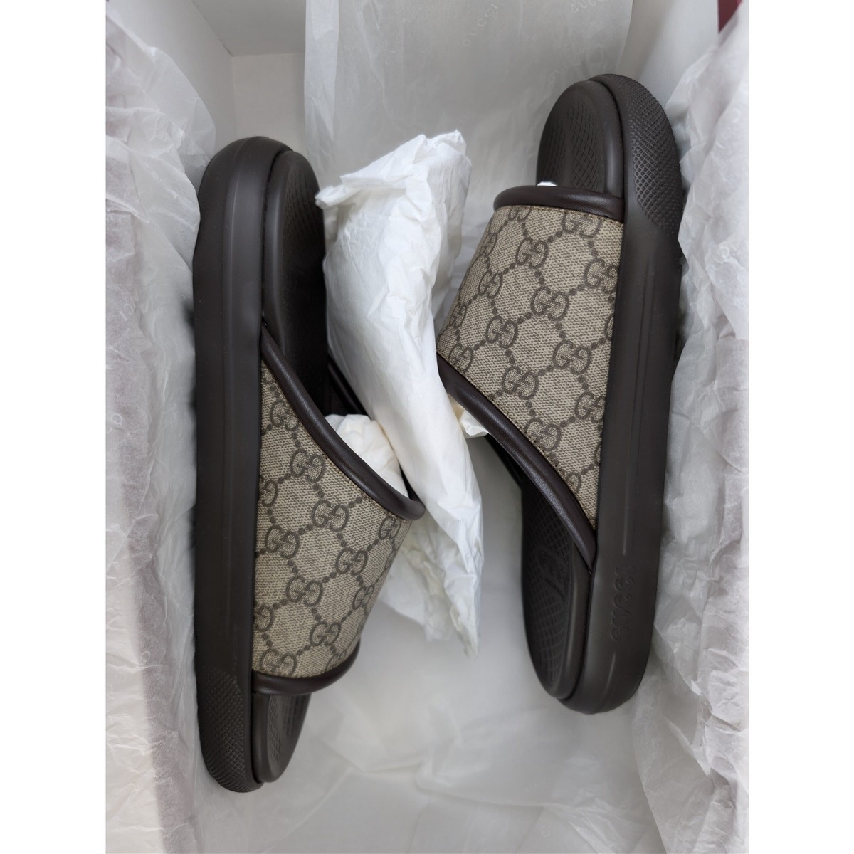 Gucci Supreme Nappa Samoa Sandal Plastic R.S Slipper Beige BNWB 12