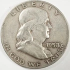 New Listing1958D US Benjamin Franklin Half Dollar 90% Silver Coin Estate Unsorted As Found