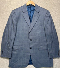 Burberry London Mens Kensington Blazer Jacket Blue Micro Check Notch Lapel 40R